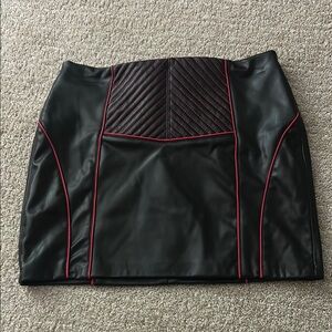 Zara Black and Red leather Skirt